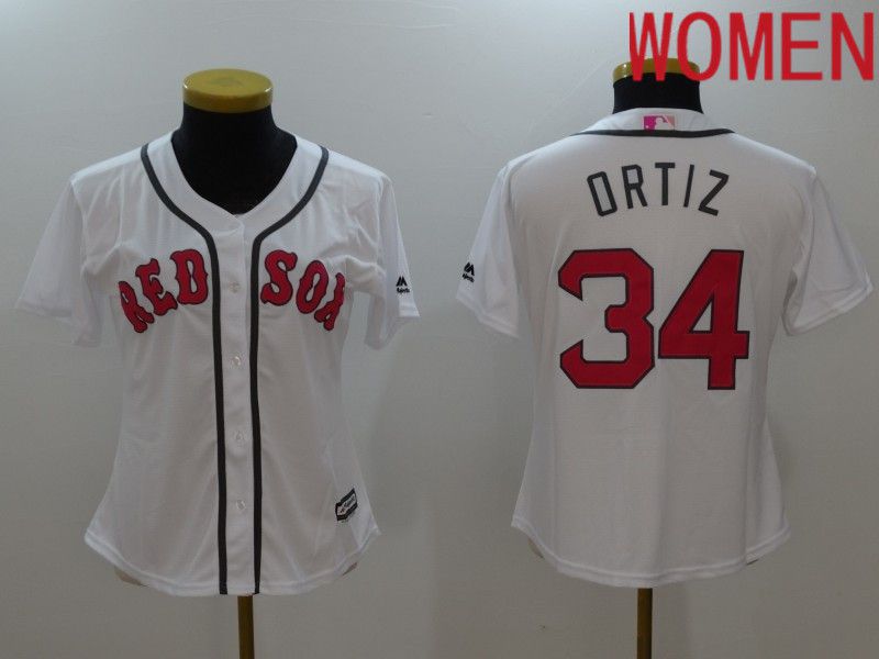 Women Boston Red Sox 34 Ortiz White Mother Edition 2022 MLB Jersey